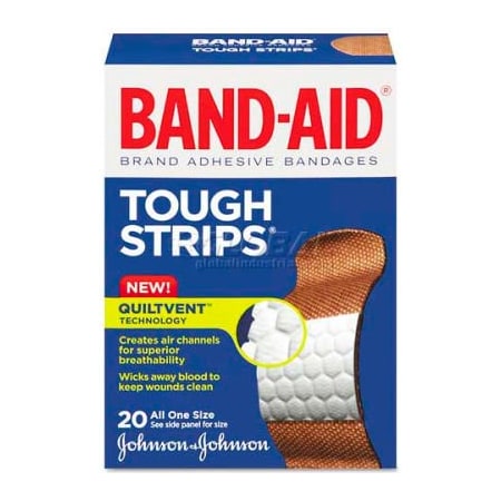 Johnson & Johnson BAND-AID 4408 Flexible Fabric Adhesive Tough Strip Bandages, 1 x 3-1/4, 20/Box JOJ4408